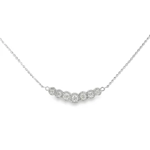 Seven Stone Diamond Halo Pendant