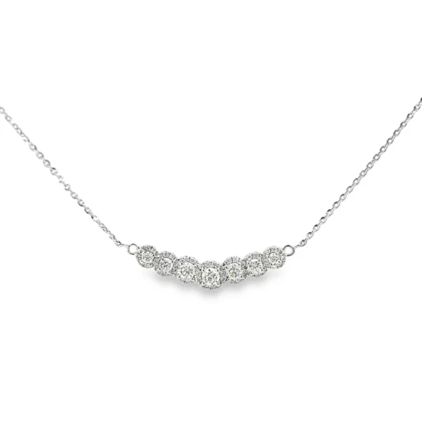 Seven Stone Diamond Halo Pendant
