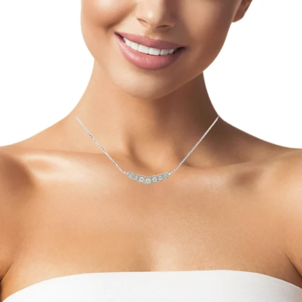 Seven Stone Diamond Halo Pendant - Image 3