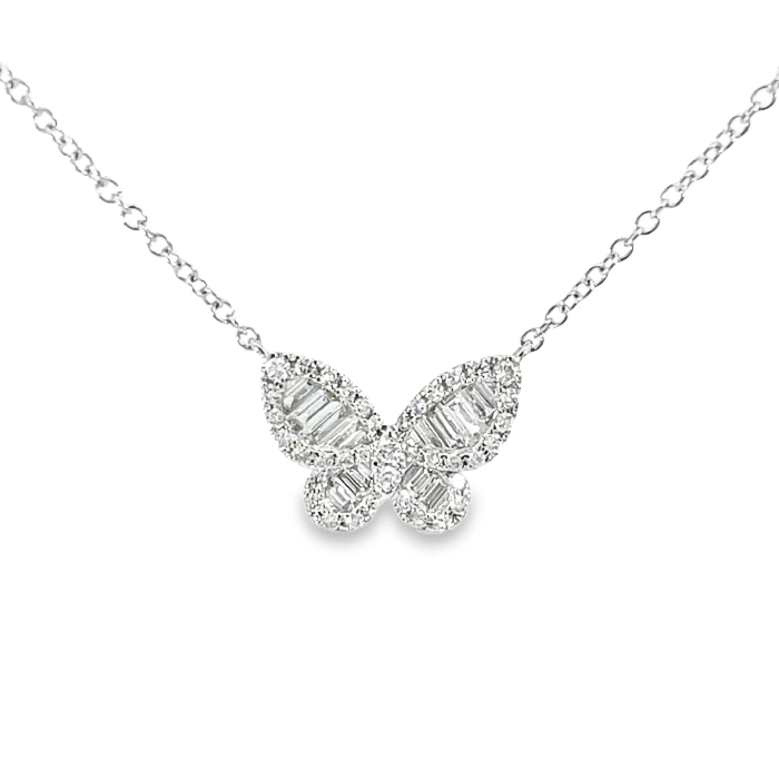 Baguette Diamond Butterfly Pendant